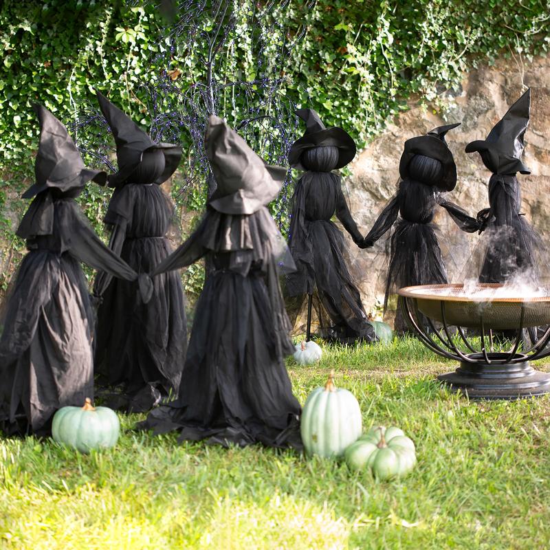 Set of 3 Lighted Halloween Witch Stakes