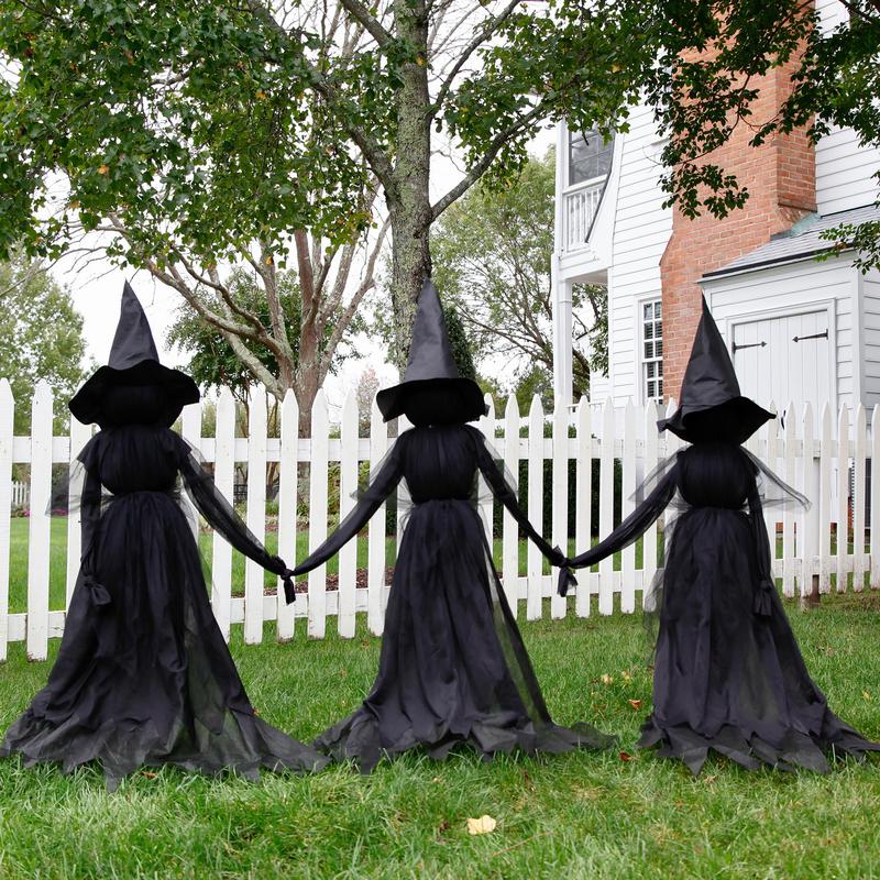 Set of 3 Lighted Halloween Witch Stakes