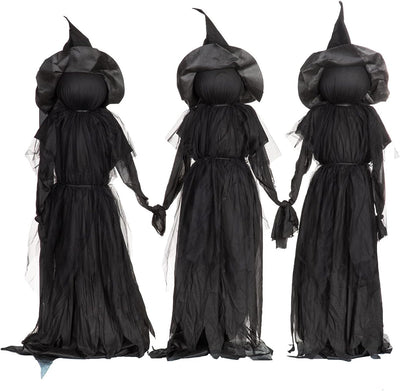 Set of 3 Lighted Halloween Witch Stakes