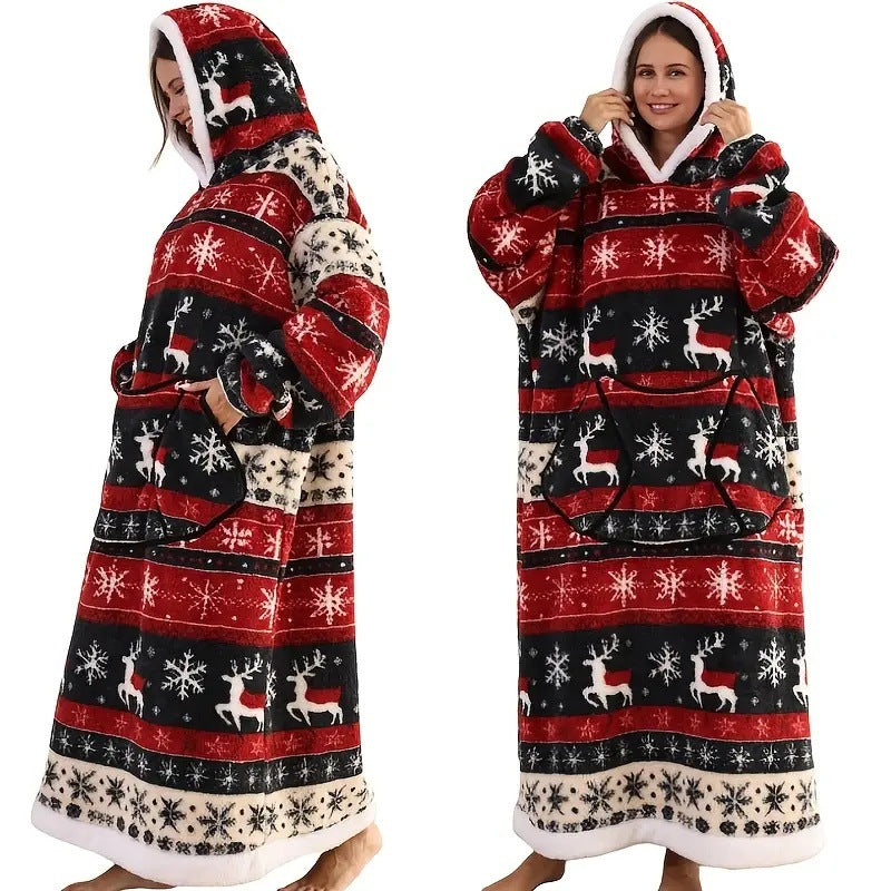 Festive Snug – Cozy Hoodie Blanket (Toddler, Kids & Adult Sizes)