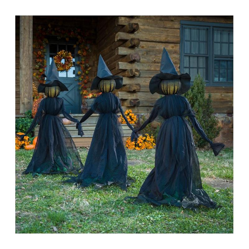 Set of 3 Lighted Halloween Witch Stakes